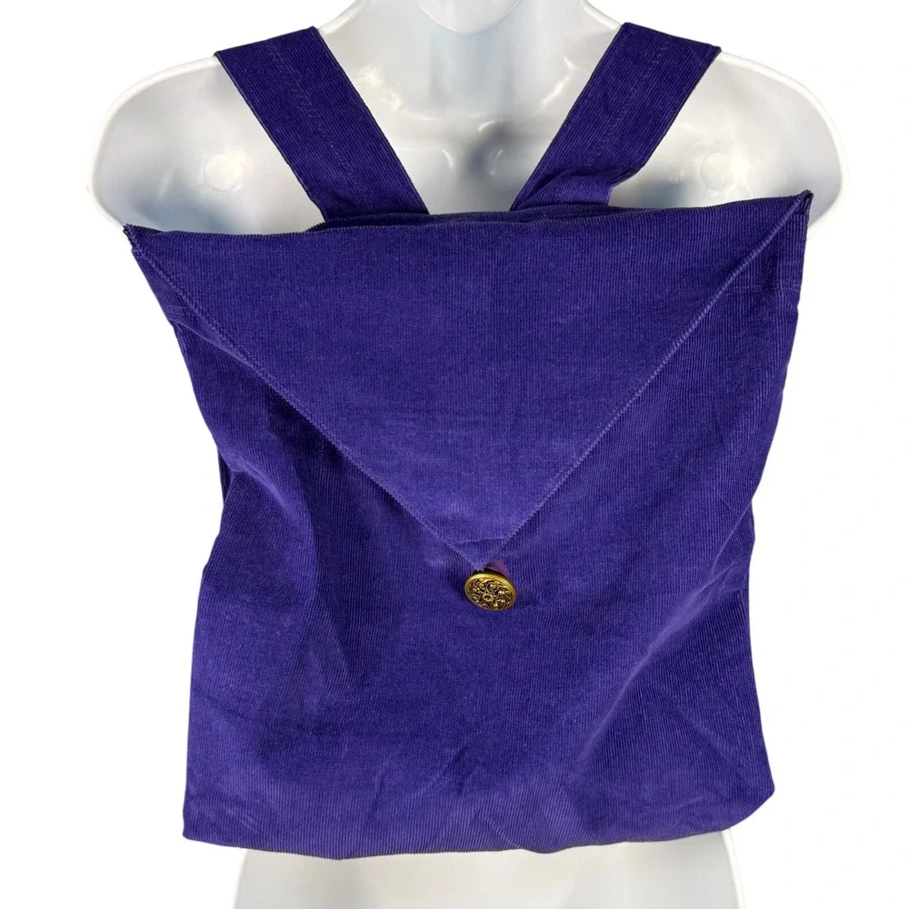 Handmade Purple Corduroy Backpack Boho Artisan Rucksack 16x13